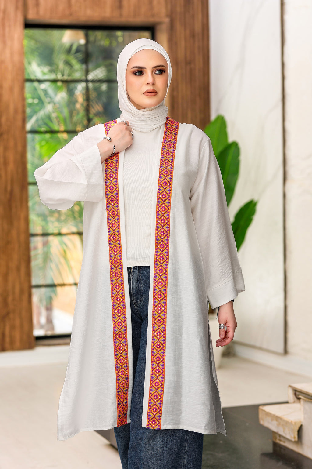Embroidery kimono orange