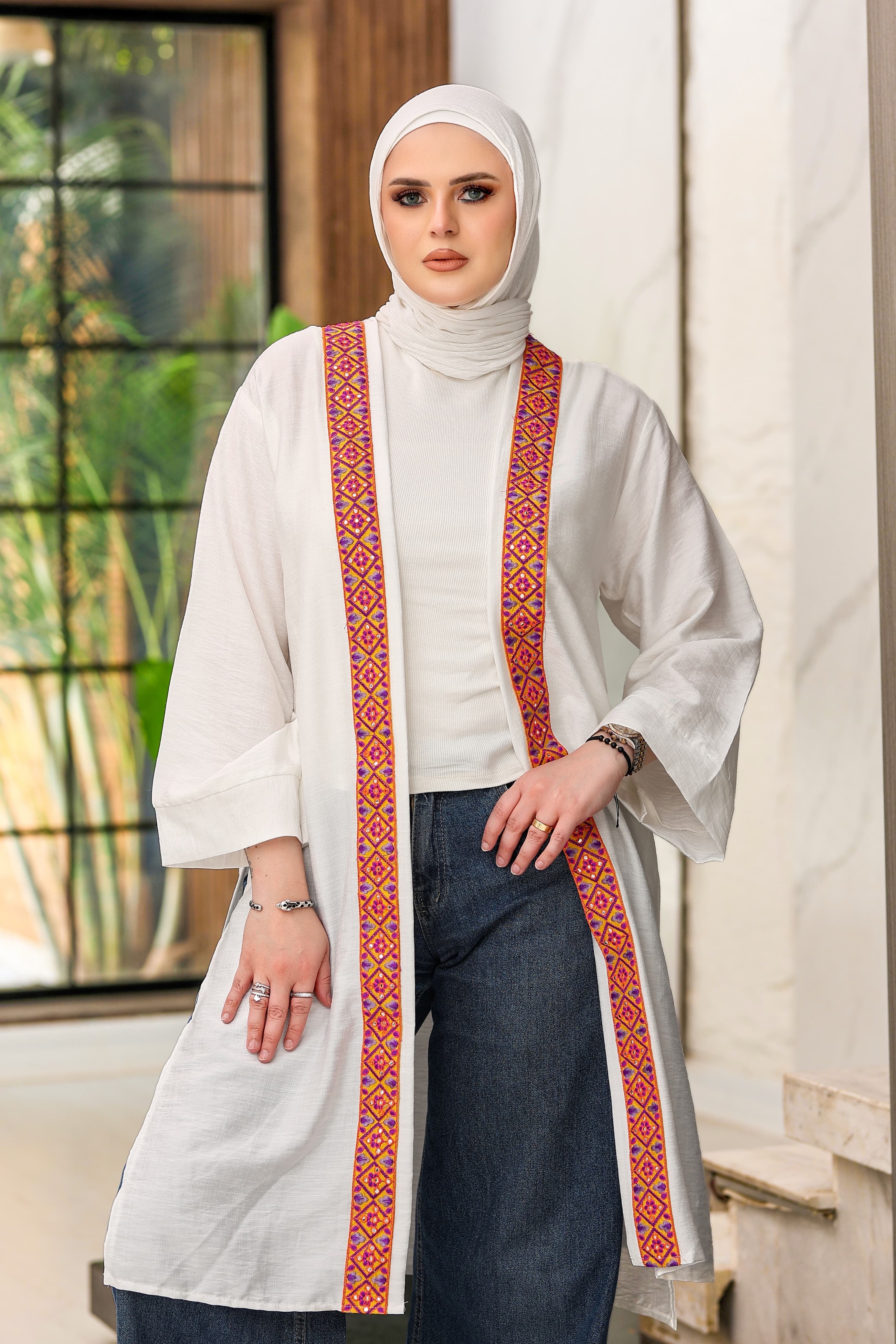 Embroidery kimono orange