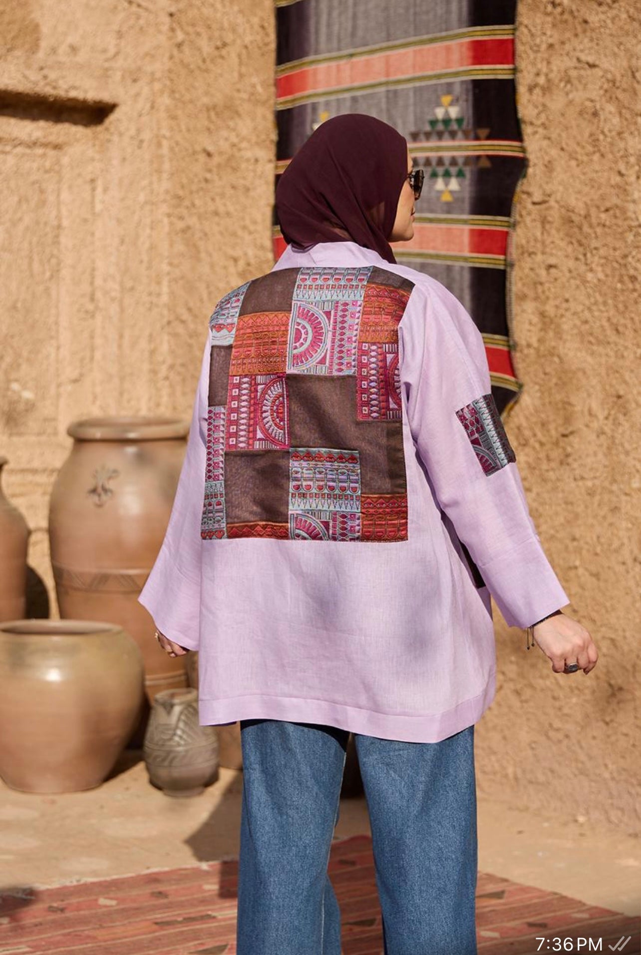 Geometric Kimono- Soft Lilac