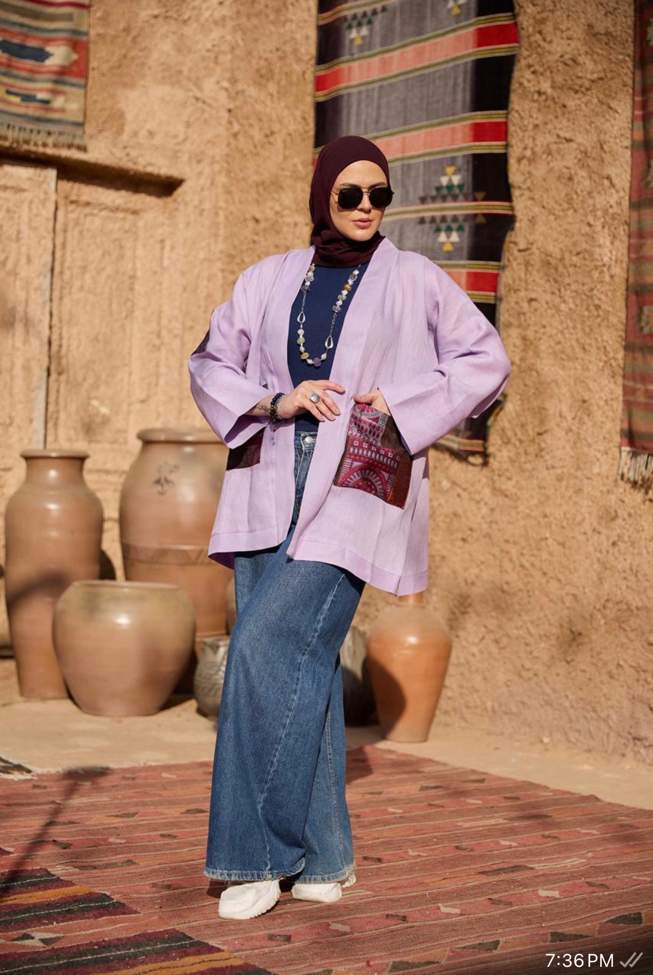 Geometric Kimono- Soft Lilac