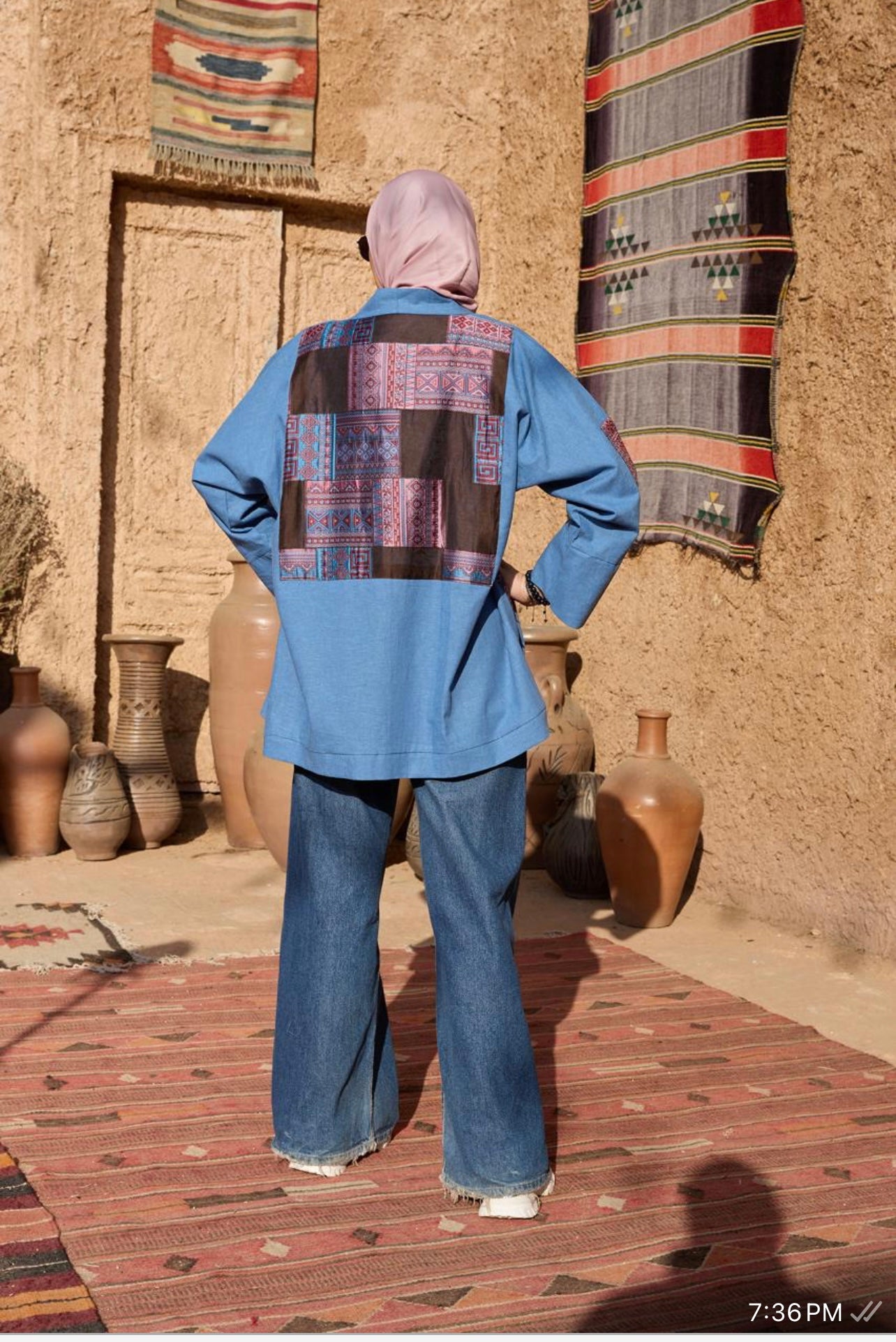 The Geometric Kimono- Denim Blue